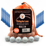 Golf Ball Monkey Cheap Recycled Golf Balls ProV1 and ProV1X Golf Balls in Near Mint / 100 4A Condition - Used and Recycled Pro V1 and Pro V1X Golf Balls - includes 15 Tees and Mesh Bag.