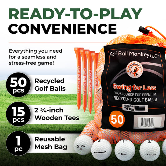 Golf Ball Monkey Cheap Recycled Golf balls for Callaway Golf Balls Mix 50 3A/Good  Callaway Supersoft, Superhot, Warbirds, Diablo, Chromesoft & Hex Tour Soft w/ 15 Tees and Mesh Bag