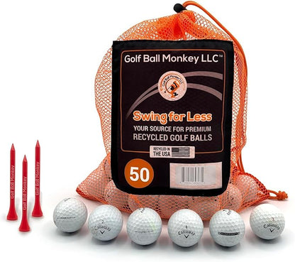 Golf Ball Monkey Cheap Recycled Golfballs for Callaway Golf Balls Mix for Callaway Supersoft, Superhot, Warbirds, Diablo, Chromesoft & Hex Tour Soft w/ 15 Tees and Mesh Bag