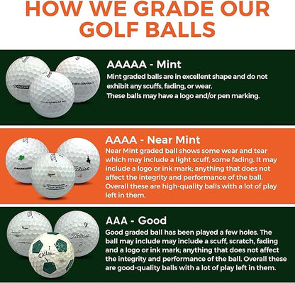 Golf Ball Monkey Cheap Recycled Golf Balls ProV1 and ProV1X Golf Balls in Near Mint / 4A Condition - Used and Recycled Pro V1 and Pro V1X Golf Balls - includes 15 Tees and Mesh Bag.